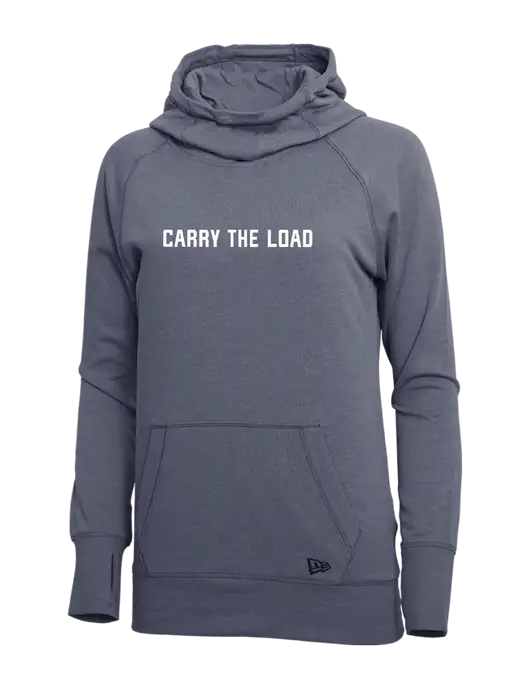 New Era True Navy Heather Womens Tri-Blend Fleece Pullover Hoodie w/Carry The Load Logo