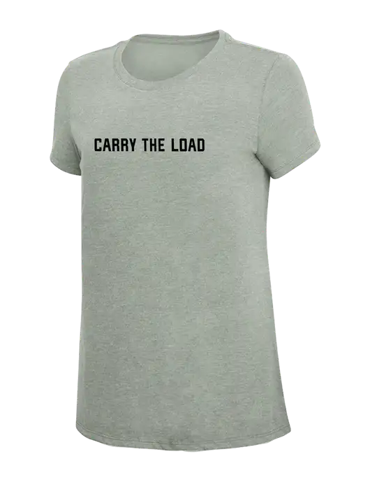Womens Simply Soft Heathered Light Grey 4.5oz Poly/Combed Ring Spun Cotton T-Shirt w/Carry The Load Logo