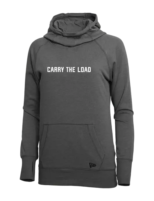 New Era Black Heather Womens Tri-Blend Fleece Pullover Hoodie w/Carry The Load Logo