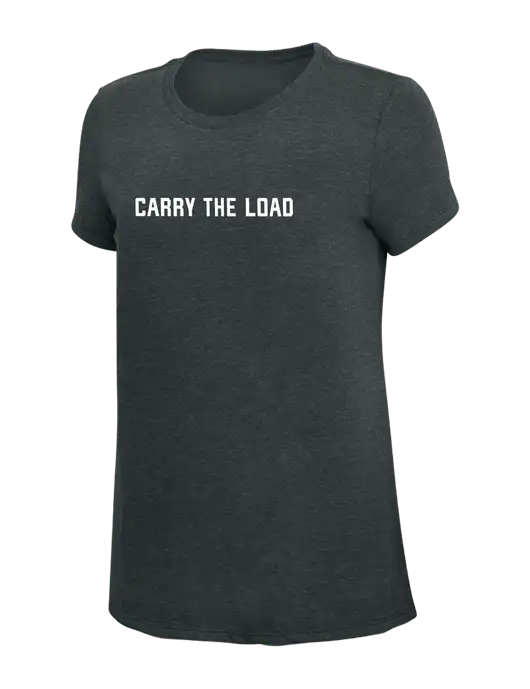 Womens Simply Soft Black Frost 4.5oz Poly/Combed Ring Spun Cotton T-Shirt w/Carry The Load Logo
