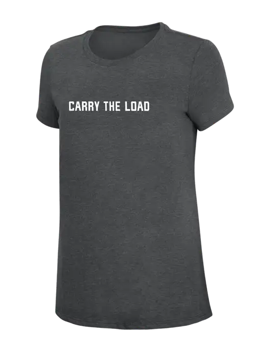 Womens Simply Soft Charcoal 4.5oz Poly/Combed Ring Spun Cotton T-Shirt w/Carry The Load Logo