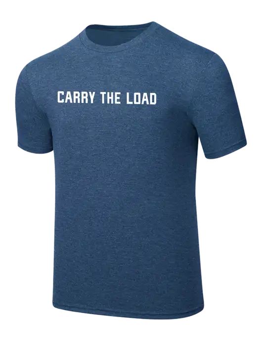 Simply Soft Heathered Navy 4.5oz  Poly/Combed Ring Spun Cotton T-Shirt w/Carry The Load Logo