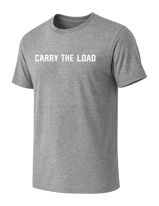 BELLA+CANVAS Heather Grey CVC Short Sleeve Tee w/Carry The Load Logo