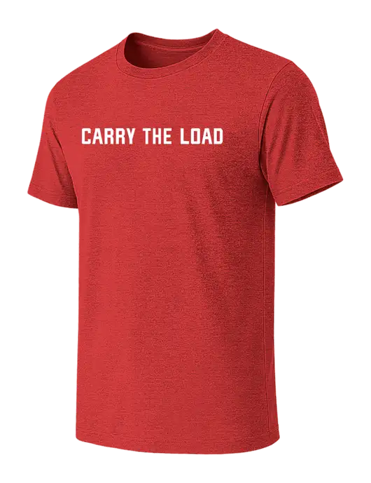 BELLA+CANVAS Heather Red CVC Short Sleeve Tee w/Carry The Load Logo