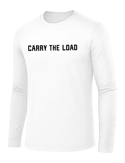 Long Sleeve White PosiCharge Competitor Tee w/Carry The Load Logo
