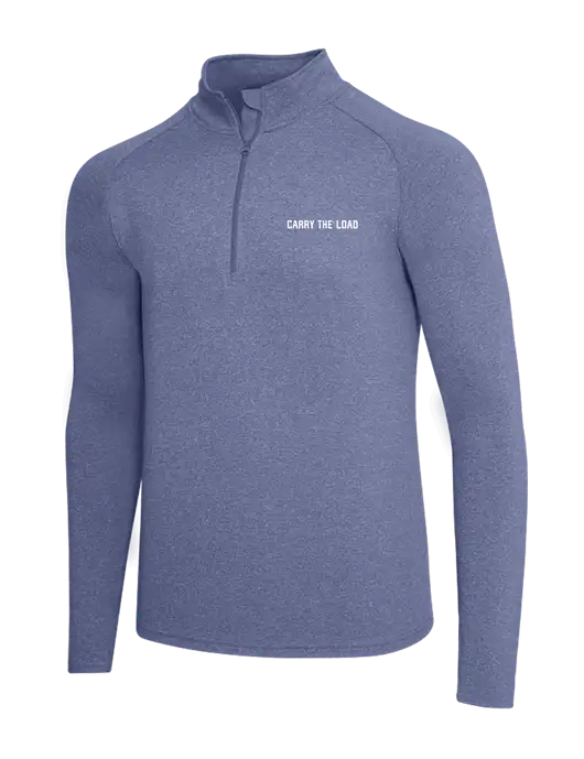 Navy Heather Sport Wick Stretch 1/4 Zip Pullover w/Carry The Load Logo