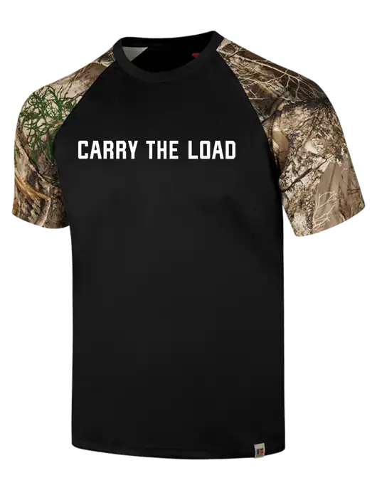 Russell Outdoors Black/Realtree Edge Camo Colorblock Performance T-Shirt w/Carry The Load Logo