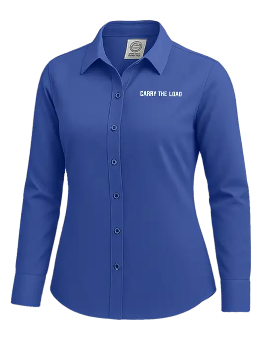 Brooks Brothers Womens Royal Blue Wrinkle-Free Stretch Nailhead Shirt w/Carry The Load Logo