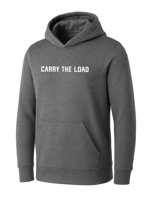 Womens Medium Grey Heather Core Fleece Pullover Hooded Sweatshirt w/Carry The Load Logo