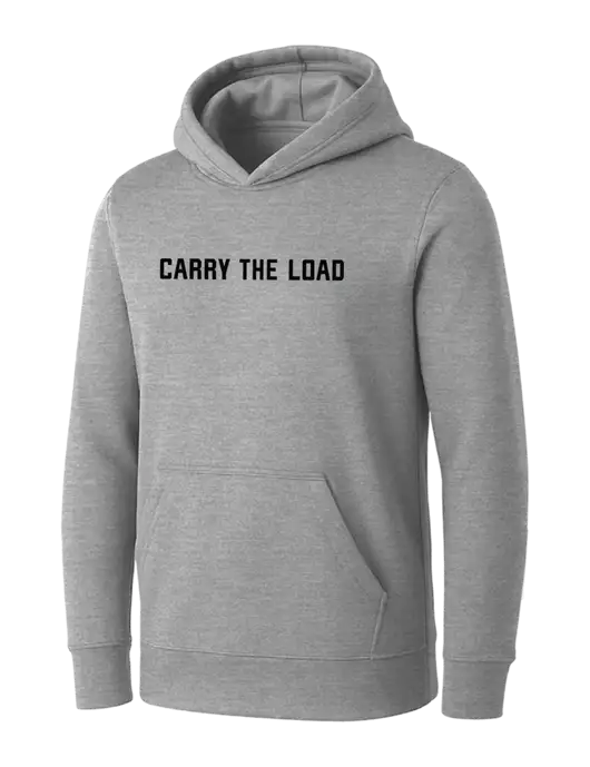 Womens Light Grey Heather Core Fleece Pullover Hooded Sweatshirt w/Carry The Load Logo