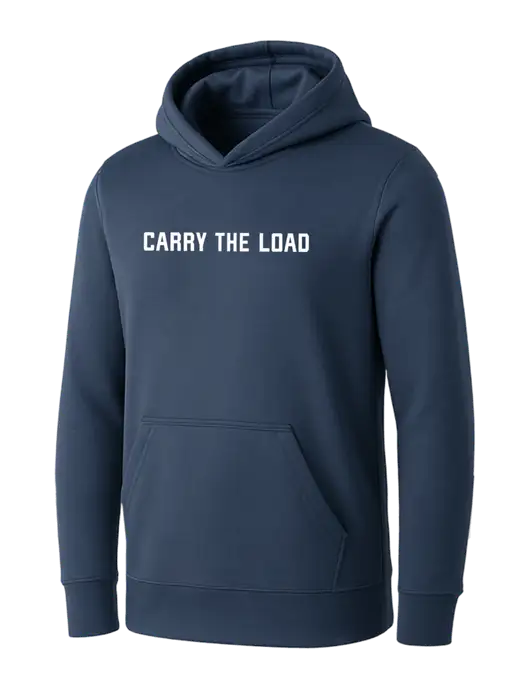 Womens Navy Core Fleece Pullover Hooded Sweatshirt w/Carry The Load Logo