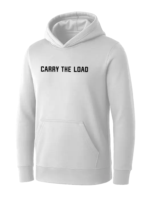 Womens White Core Fleece Pullover Hooded Sweatshirt w/Carry The Load Logo
