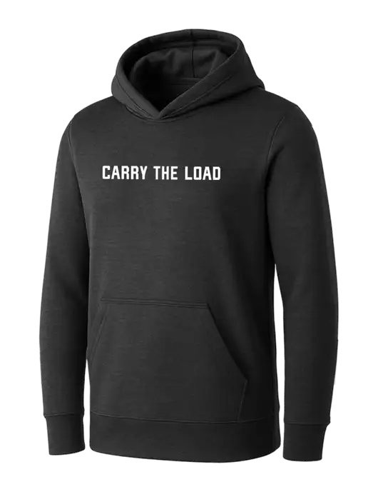 Womens Dark Grey Heather Core Fleece Pullover Hooded Sweatshirt w/Carry The Load Logo