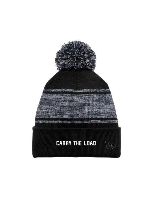 New Era Black/Navy Knit Chilled Pom Beanie w/Carry The Load Logo