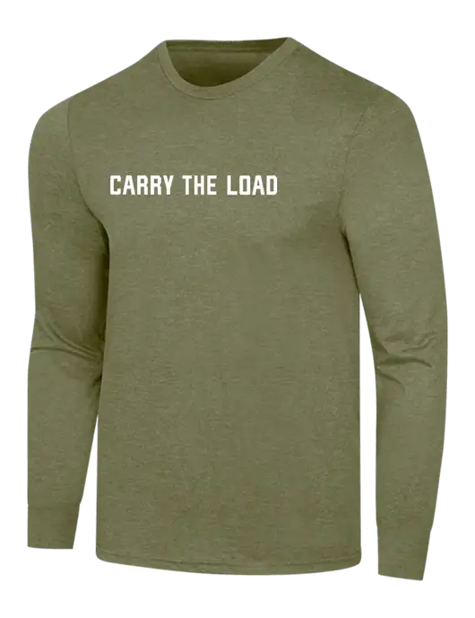 Simply Soft Long Sleeve Military Green Frost 4.5 oz, Poly/Combed Ring Spun Cotton T-Shirt w/Carry The Load Logo