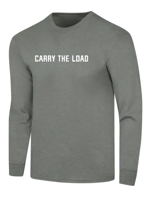 Simply Soft Long Sleeve Heathered Charcoal 4.5 oz, Poly/Combed Ring Spun Cotton T-Shirt w/Carry The Load Logo