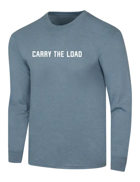 Simply Soft Long Sleeve Slate Blue Heather 4.5 oz, Poly/Combed Ring Spun Cotton T-Shirt w/Carry The Load Logo