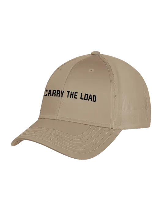 Khaki Mesh Trucker Cap Snap Back w/Carry The Load Logo