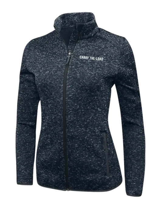 Navy Heather Womens Sweater Fleece Jacket w/Carry The Load Logo