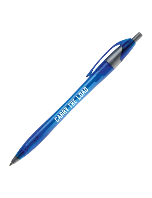 Novella Translucent Blue/Silver Jewel Pen - Blue Ink w/Carry The Load Logo