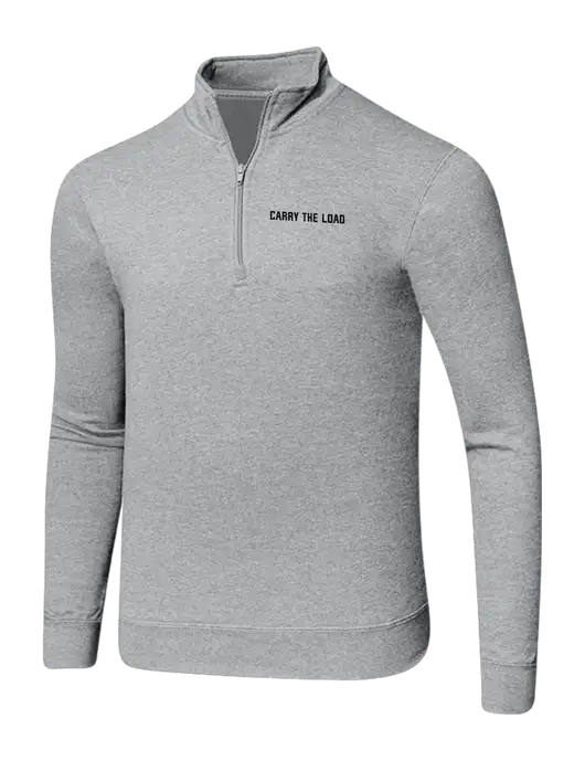 Light Heather Grey 8.5 oz Ring Spun 1/4 Zip Pullover Sweatshirt w/Carry The Load Logo