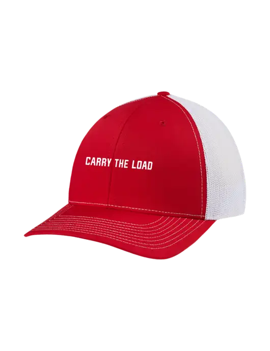 Richardson Adjustable Snapback Original 112 Trucker Cap Red w/White Mesh w/Carry The Load Logo