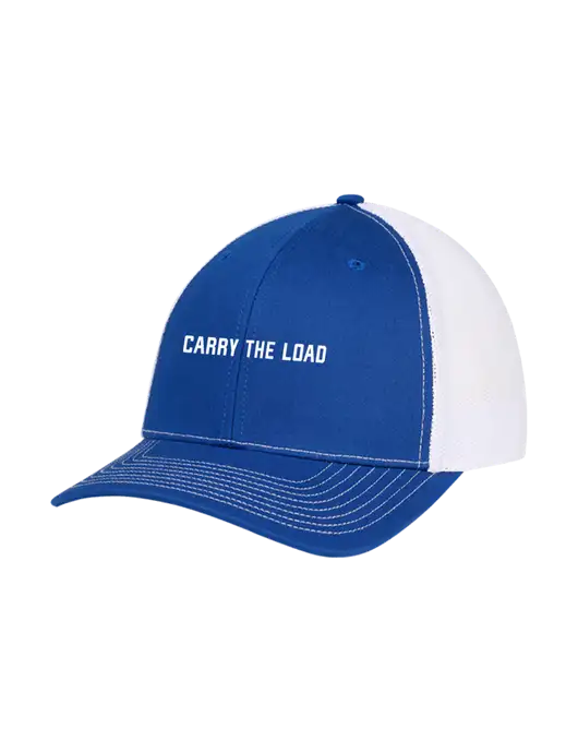 Richardson Adjustable Snapback Original 112 Trucker Cap Royal w/White Mesh w/Carry The Load Logo