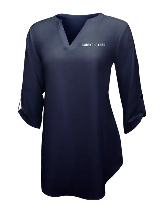 Navy Womens 3/4 Sleeve Tunic Blouse w/Carry The Load Logo