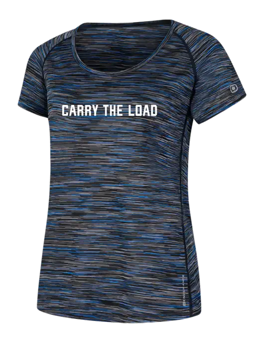 OGIO Womens Black/Royal Space Dye Verge Scoop Neck w/Carry The Load Logo