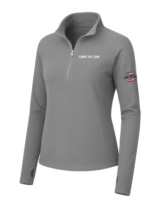 Womens Medium Grey Microfleece 1/2 Zip Pullover w/Carry The Load Logo, 15 Year Logo