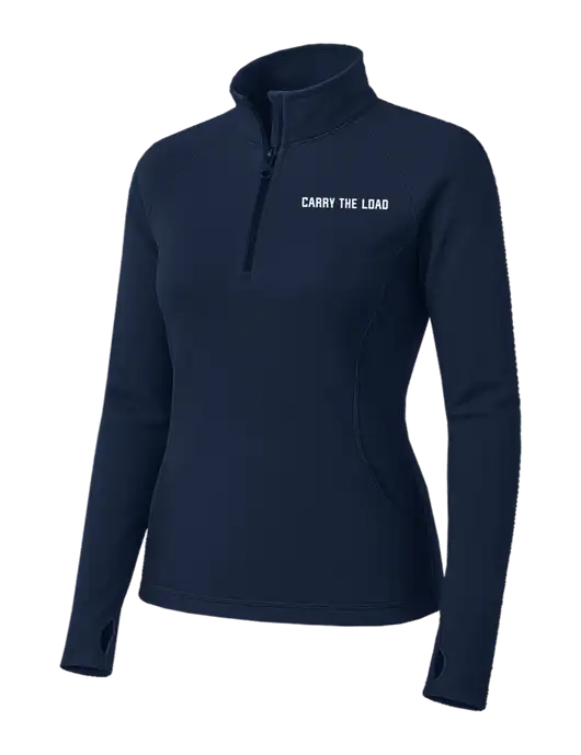 Navy Womens Sport Wick Stretch 1/4 Zip Pullover w/Carry The Load Logo