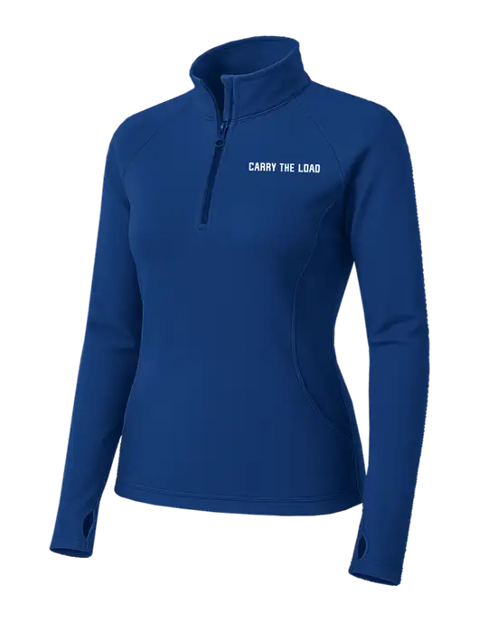 Dark Royal Womens Sport Wick Stretch 1/4 Zip Pullover w/Carry The Load Logo