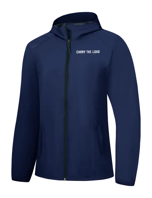 Womens Navy Essential Rain Jacket w/Carry The Load Logo