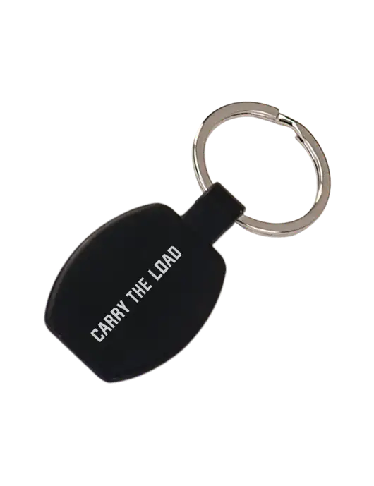 Black Laserable Rounded Rectangle Keychain w/Carry The Load Logo