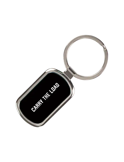 Black Laserable Rectangle Keychain w/Carry The Load Logo