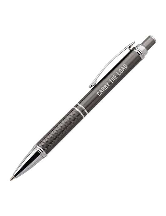 Dark Grey Stellar Scribe Pen - Black Ink w/Carry The Load Logo