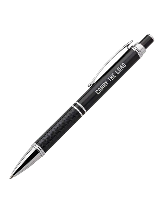 Black Stellar Scribe Pen - Black Ink w/Carry The Load Logo
