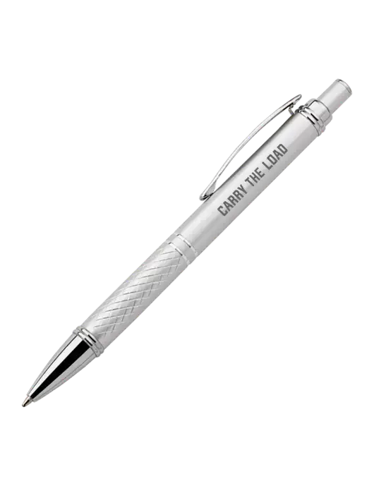 Silver Stellar Scribe Pen - Black Ink w/Carry The Load Logo