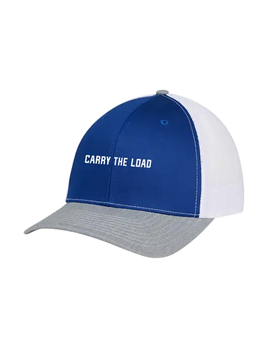 Richardson Adjustable Snapback Original 112 Trucker Cap Royal/HeatherGrey/White Mesh w/Carry The Load Logo