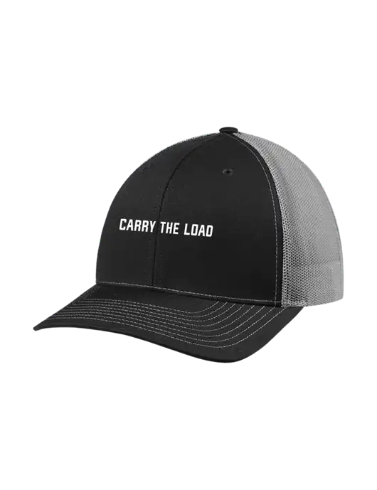 Richardson Adjustable Snapback Original 112 Trucker Cap Black w/Charcoal Mesh w/Carry The Load Logo