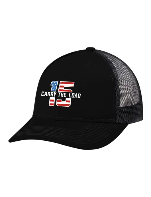 Snapback Ponytail Trucker Cap Black w/Black Mesh w/15 Year Logo