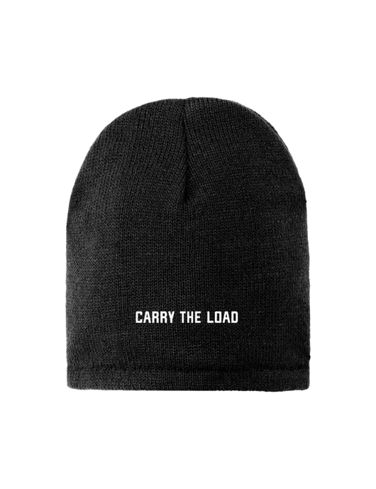 Black Fleece-Lined Beanie Cap w/Carry The Load Logo