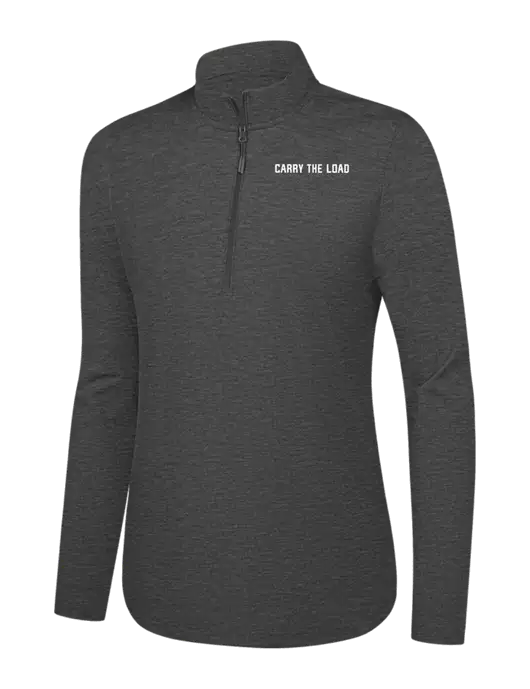  Womens Dark Grey Heather C-FREE Double Knit 1/4-Zip w/Carry The Load Logo