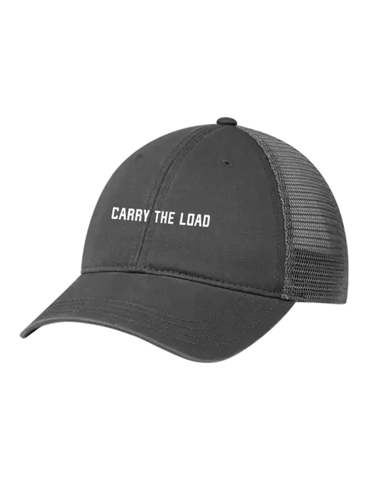 Richardson 111 Garment Washed Trucker Cap Charcoal w/Charcoal Mesh w/Carry The Load Logo