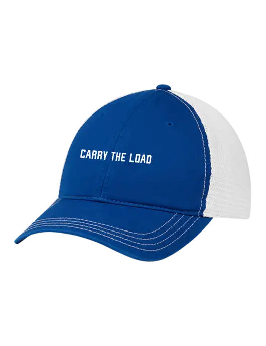 Richardson 111 Garment Washed Trucker Cap Royal w/White Mesh w/Carry The Load Logo