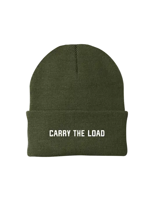 Dark Olive Green Knit Cap w/Carry The Load Logo