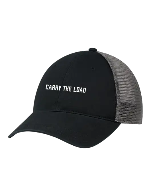 Richardson 111 Garment Washed Trucker Cap Black w/Charcoal Mesh w/Carry The Load Logo