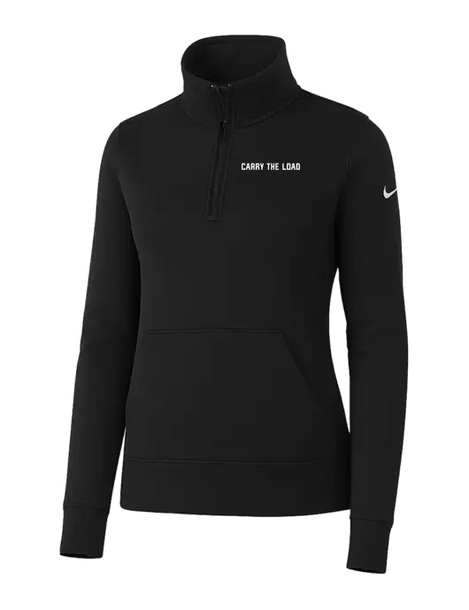 Nike Womens Black Club Fleece Sleeve Swoosh 1/2-Zip w/Carry The Load Logo