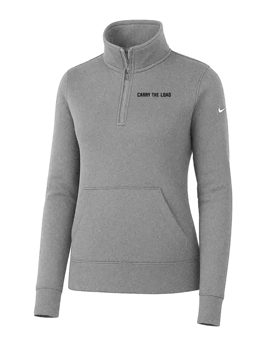 Nike Womens Light Grey Heather Club Fleece Sleeve Swoosh 1/2-Zip w/Carry The Load Logo