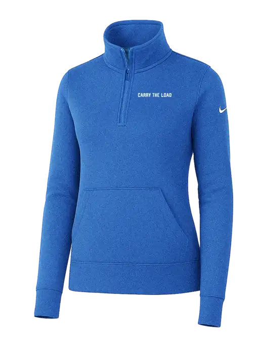 Nike Womens Light Royal Heather Club Fleece Sleeve Swoosh 1/2-Zip w/Carry The Load Logo